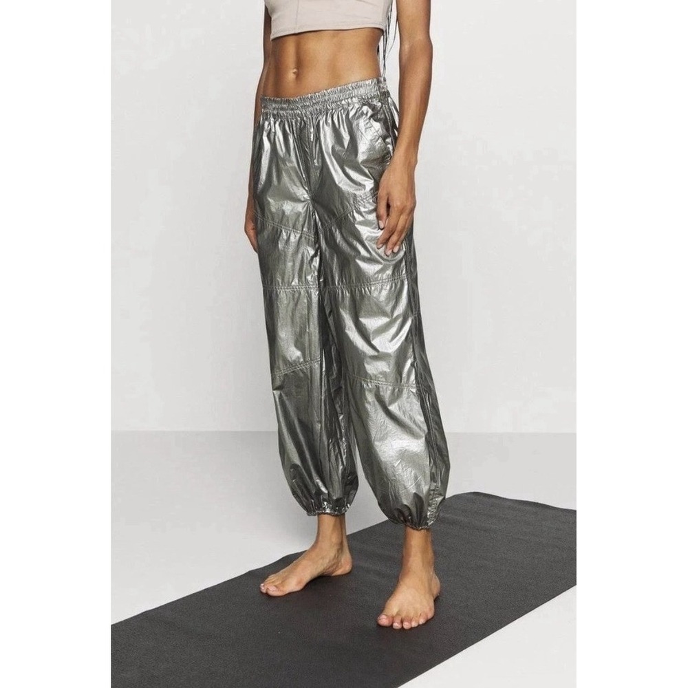 Free People Movement Mirror Ball Metallic SilverPewter Street Jogger Pants S